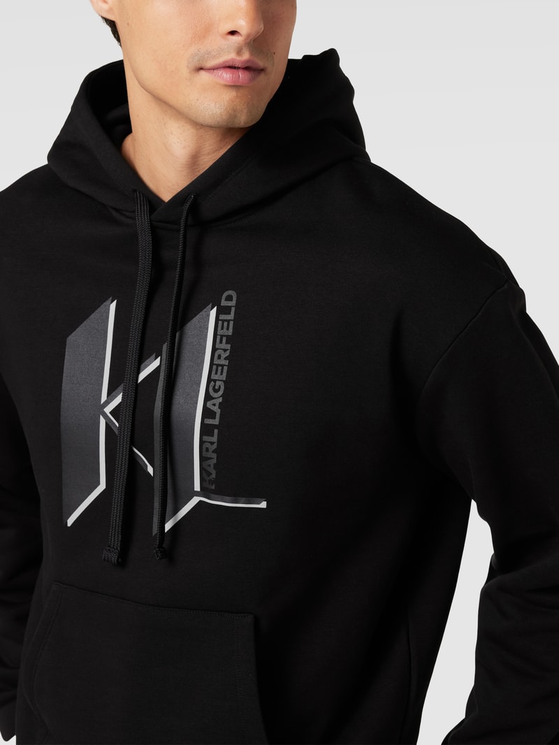 Hoodie mit Label-Prints in schwarz