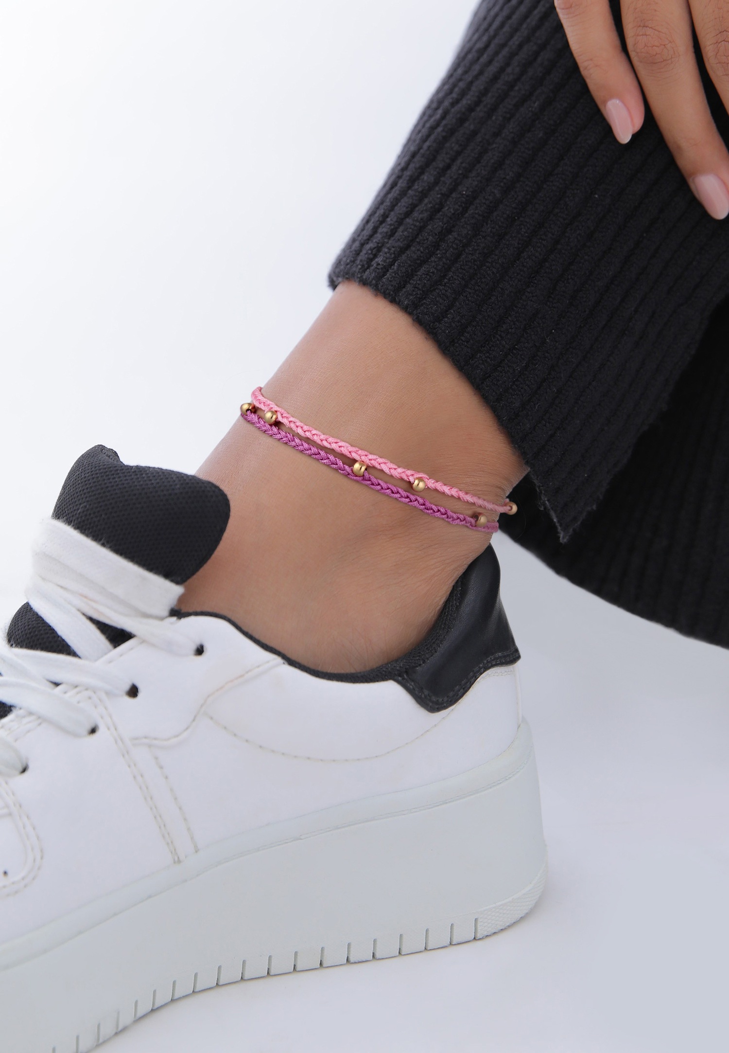 Set di nastri in nylon da donna Elli - Perline regolabili in argento sterling 925 con motivo a treccia.