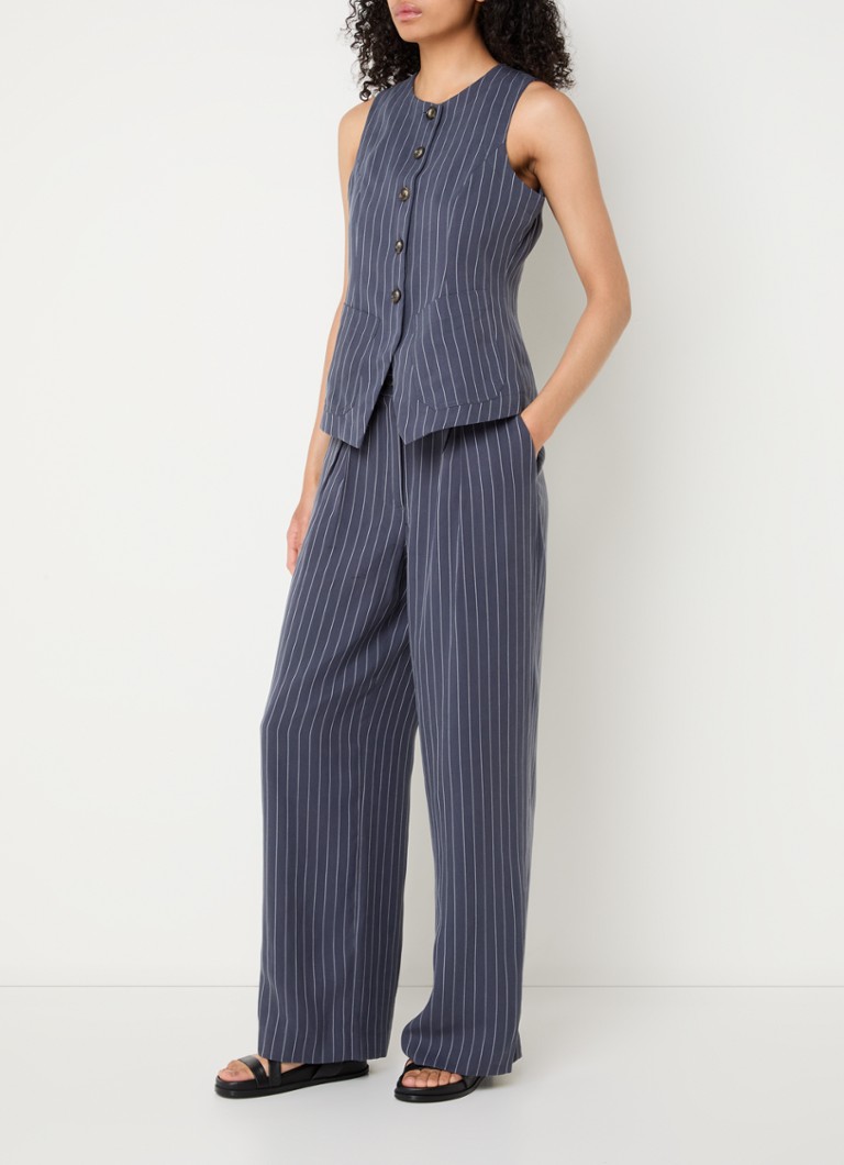 Whistles Lottie high-waist loose-fit lyocell trousers with pinstripe