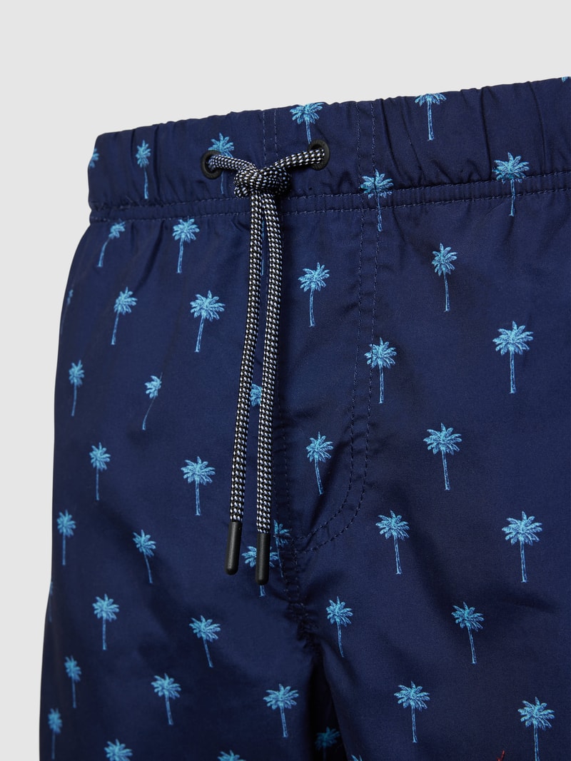 Badehose mit Motiv-Print Modell 'palm' in dunkelblau