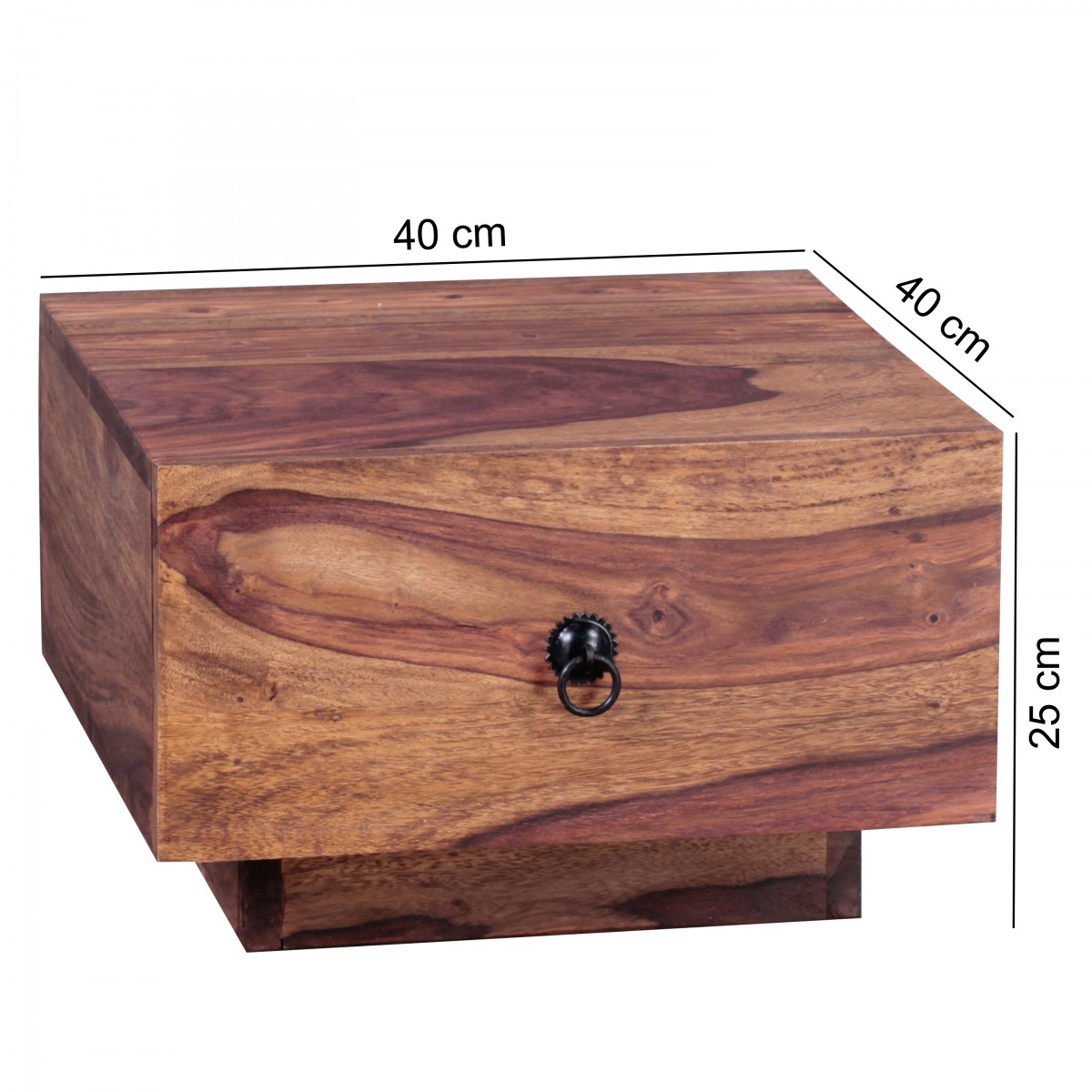 Wohnling Sheesham Massivholz Nachttisch mit Schublade