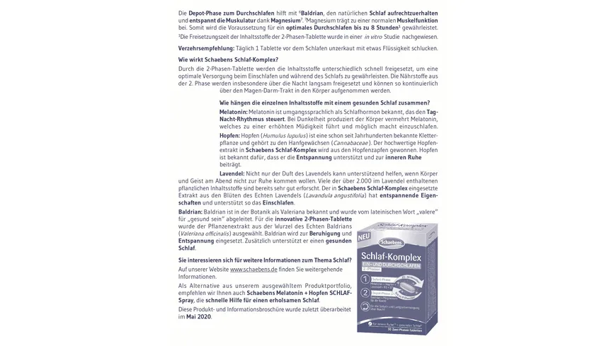 Schaebens Schlaf-Komplex 2 Phasen 1,5 mg Melatonin
