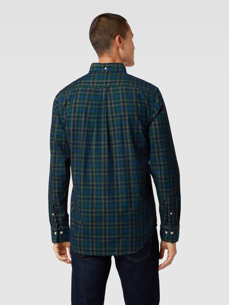 Regular Fit Freizeithemd mit Label-Stitching in grün