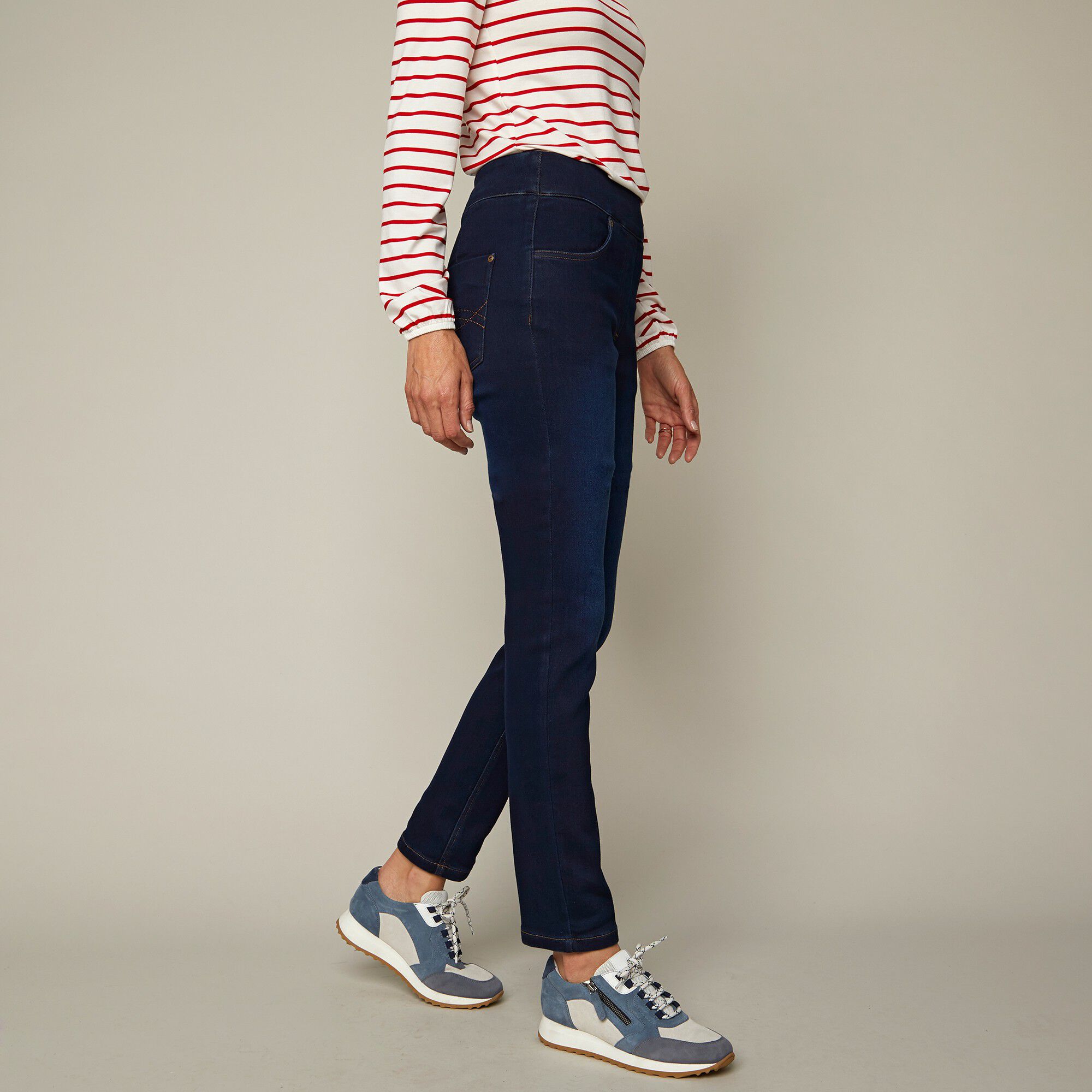 Jegging fuselé ultra stretch, maille effet jean