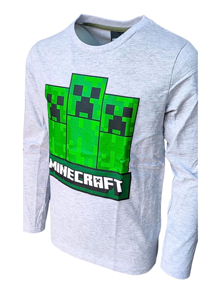 Minecraft Langarmshirt Minecraft Creeper in Grau günstig kaufen 116