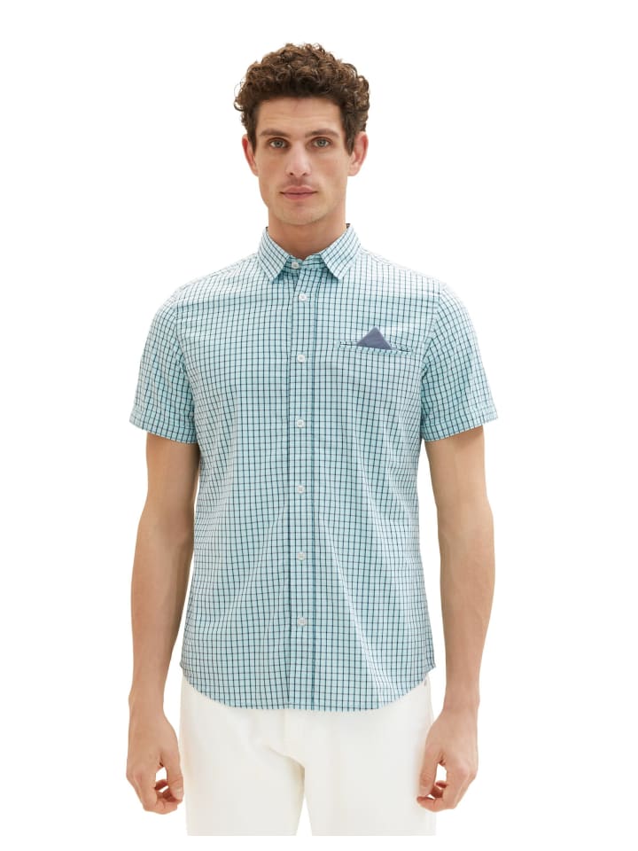 Tom Tailor Hemd in turquoise navy check günstig kaufen XL