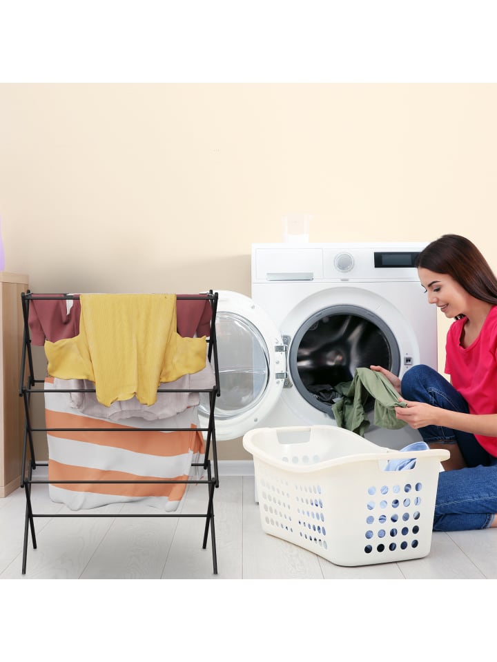 relaxdays Wäscheständer in Schwarz - (B)74 x (H)102 x (T)38 cm günstig kaufen onesize
