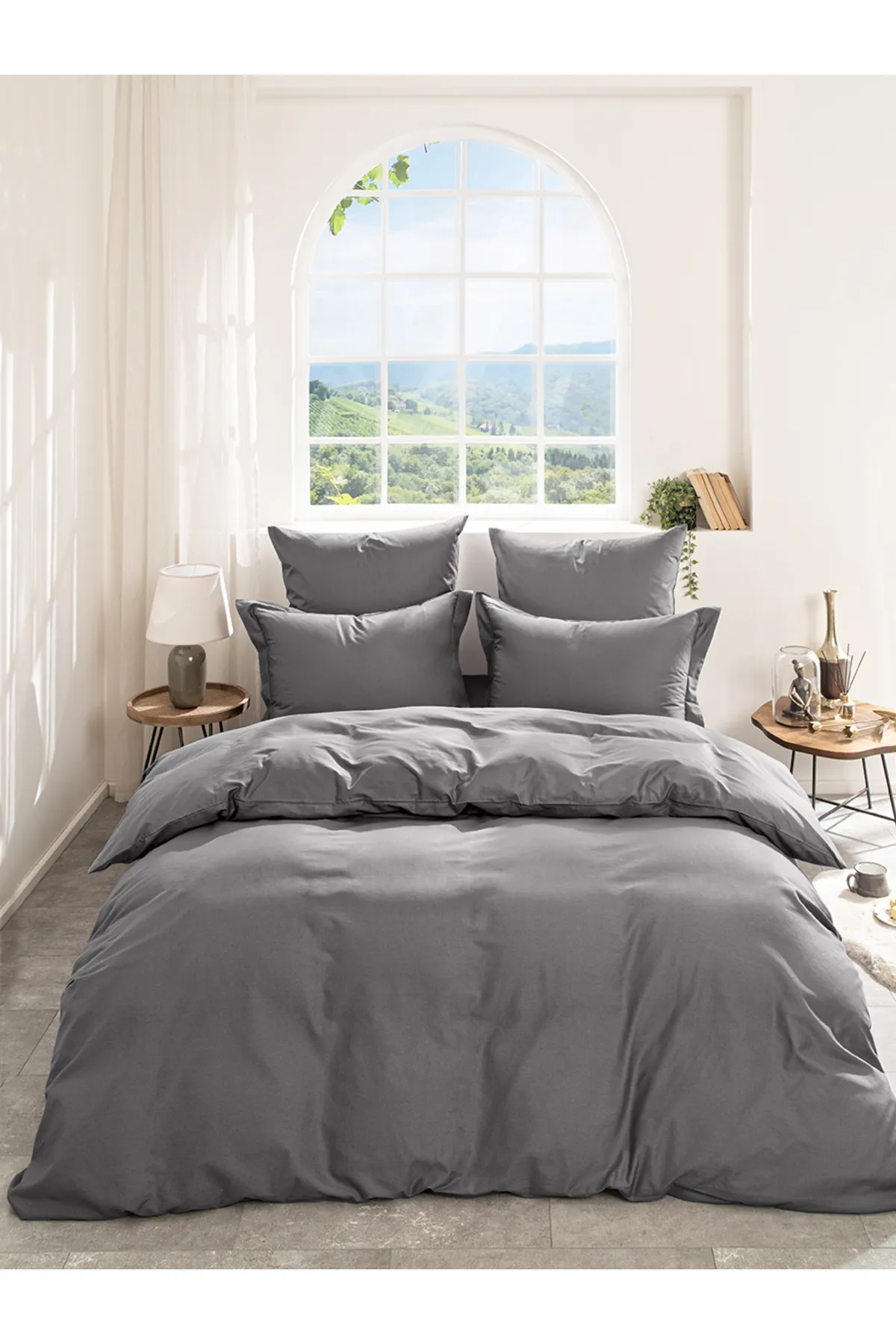 Karna Home  Klassisches Doppel-Bettbezug-Set aus Baumwollsatin