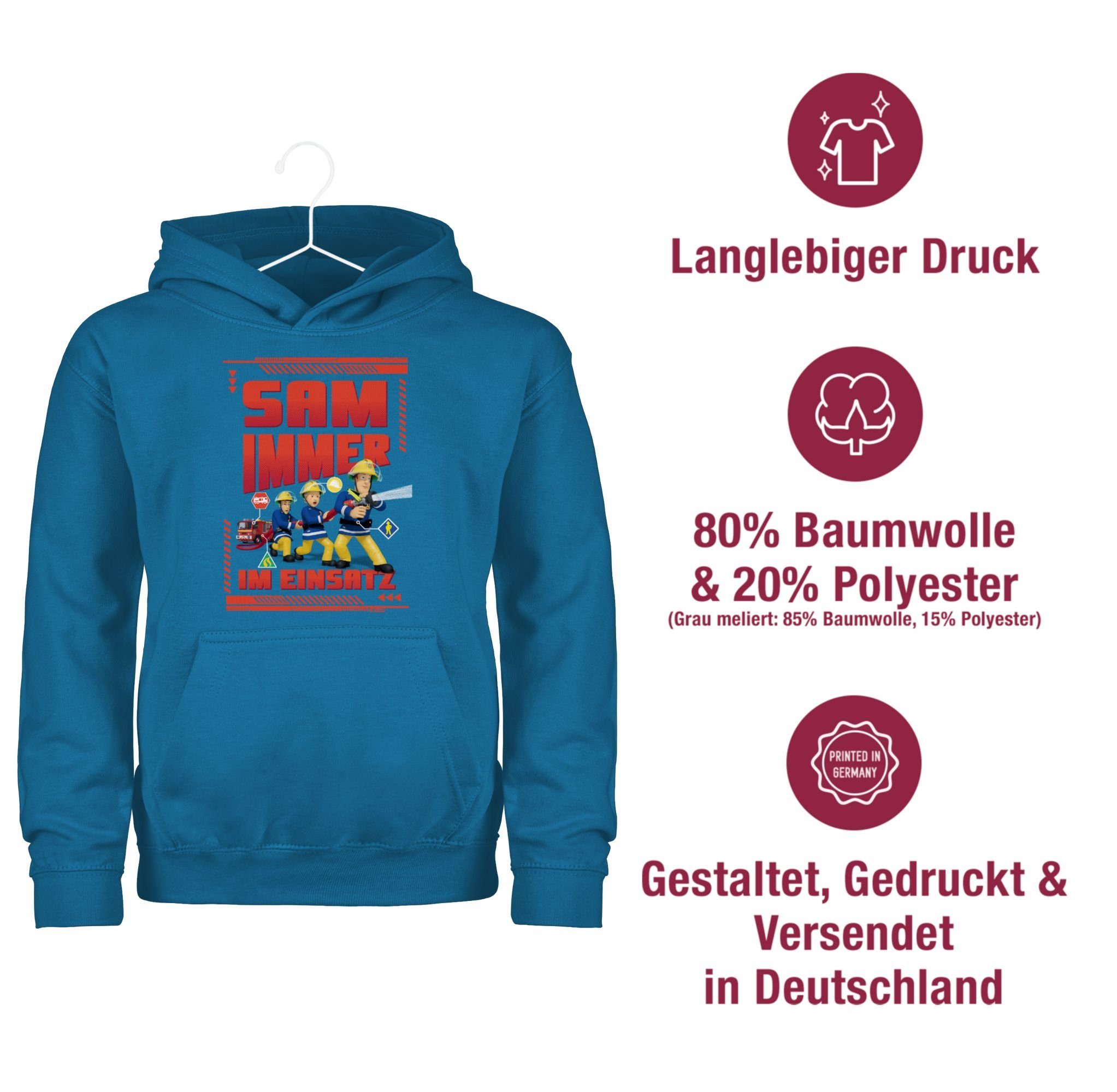 Shirtracer Hoodie Sam immer im Einsatz Feuerwehrmann Sam Jungen