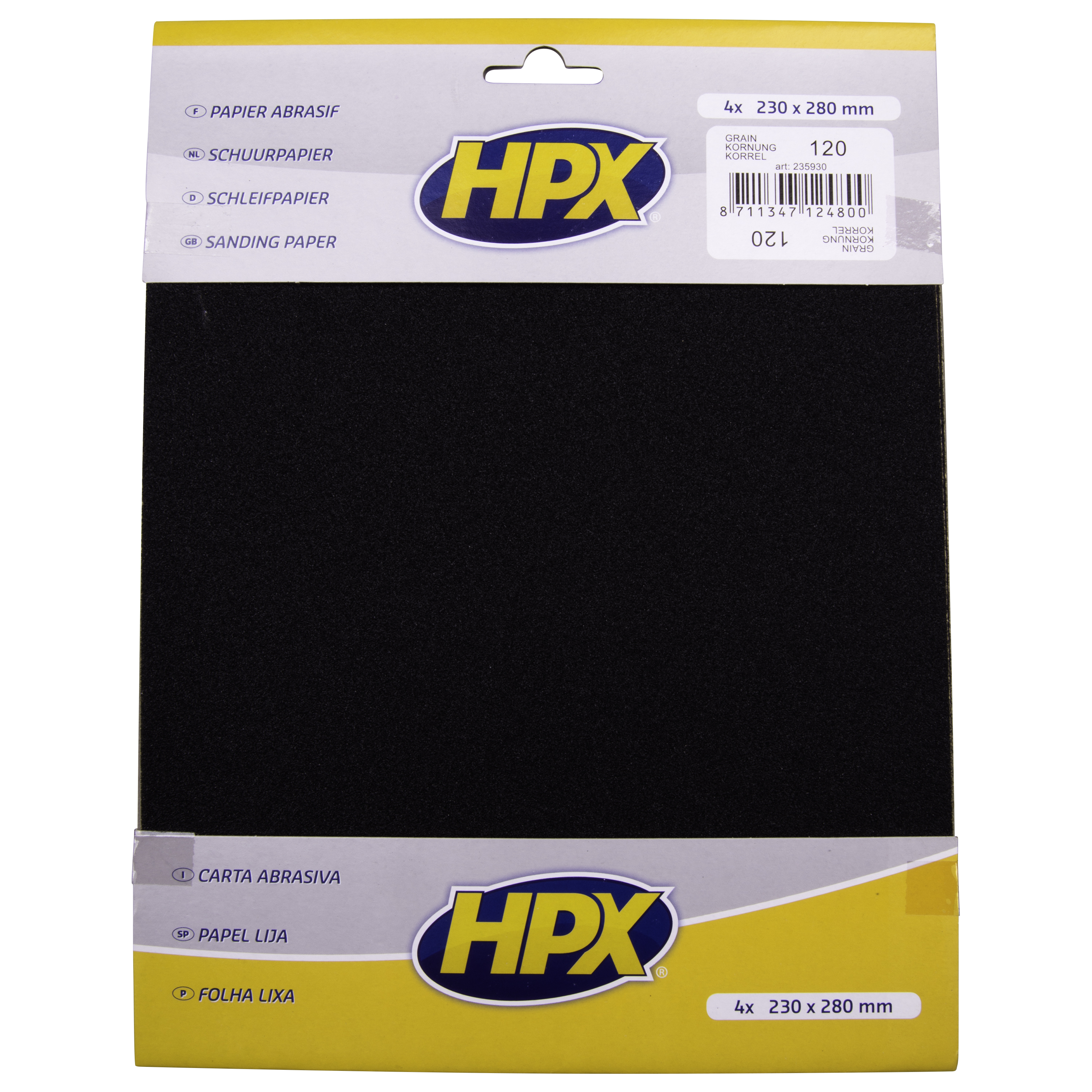 Trockenschleifpapier von HPX, Körnung P120, 4 Stück - ATU