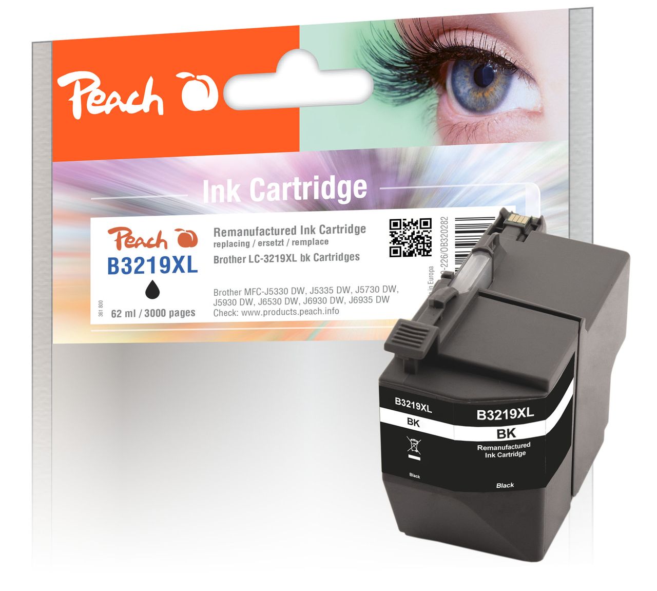 Peach Tintenpatrone schwarz XL, ersetzt Brother LC-3219XLBK