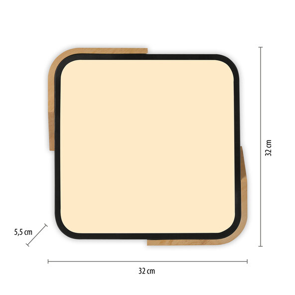 LED-Deckenleuchte BILA, 32 x 32 cm, schwarz