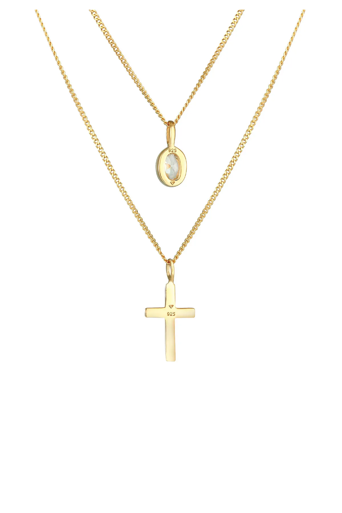 ELLI  Halskette Layer Zirkonia Kreuz Glaube 925 Silber