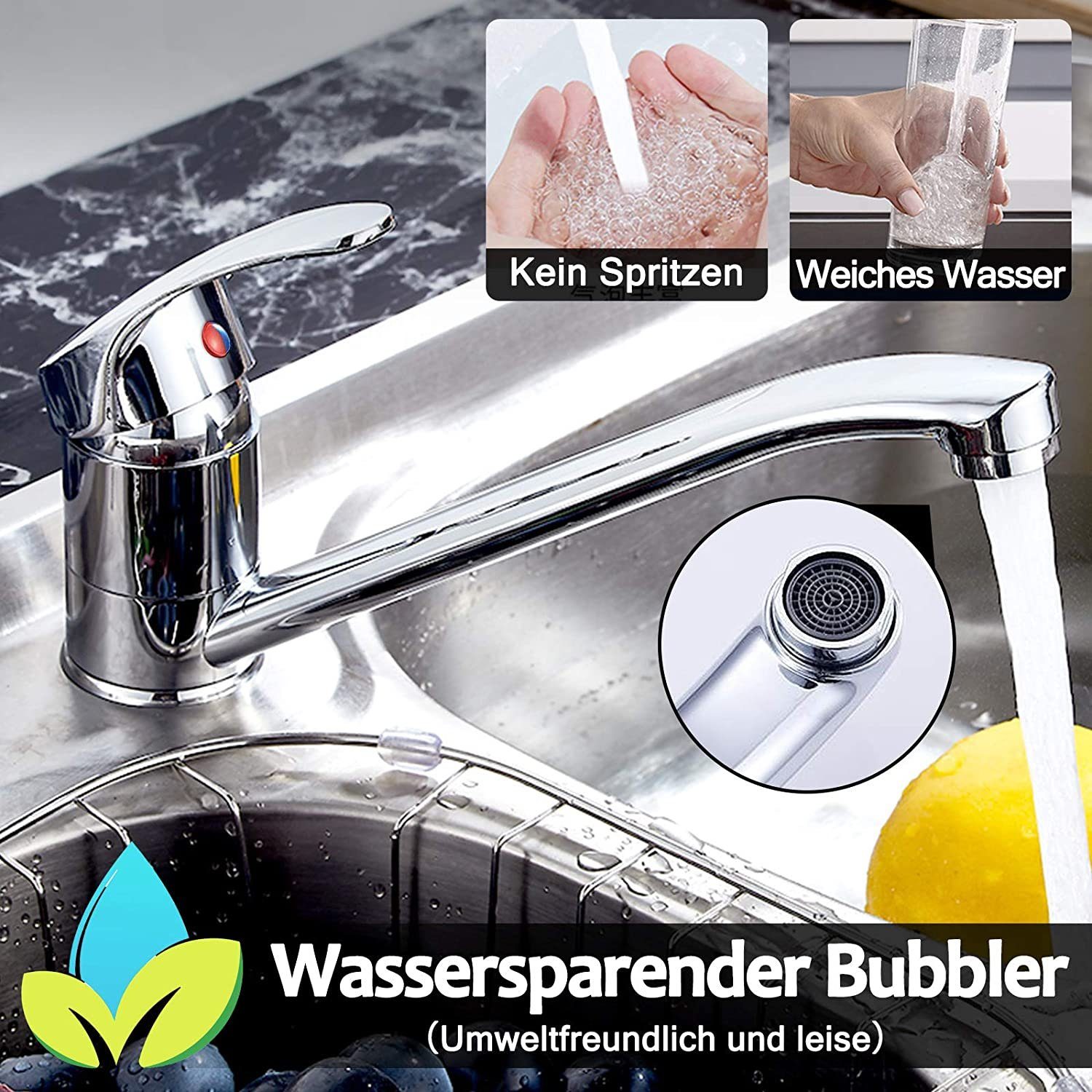 AUFUN Waschtischarmatur Wasserhahn Bad Spültischarmatur für Waschtisch