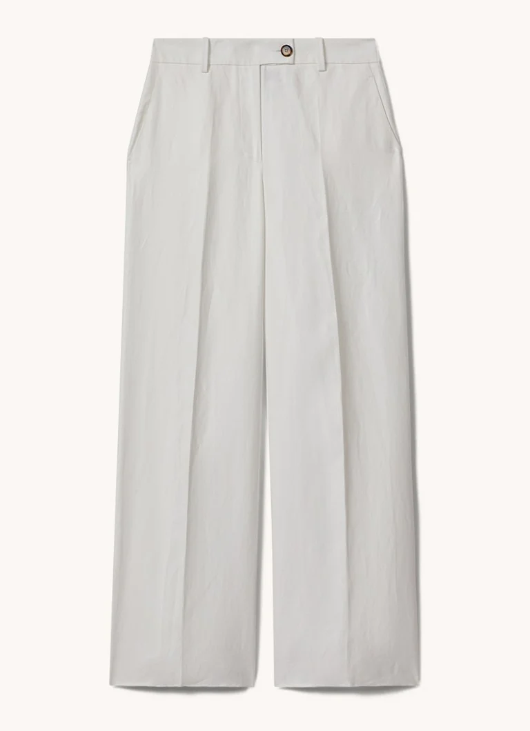 Reiss Lori high waist wide fit trousers in linen blend