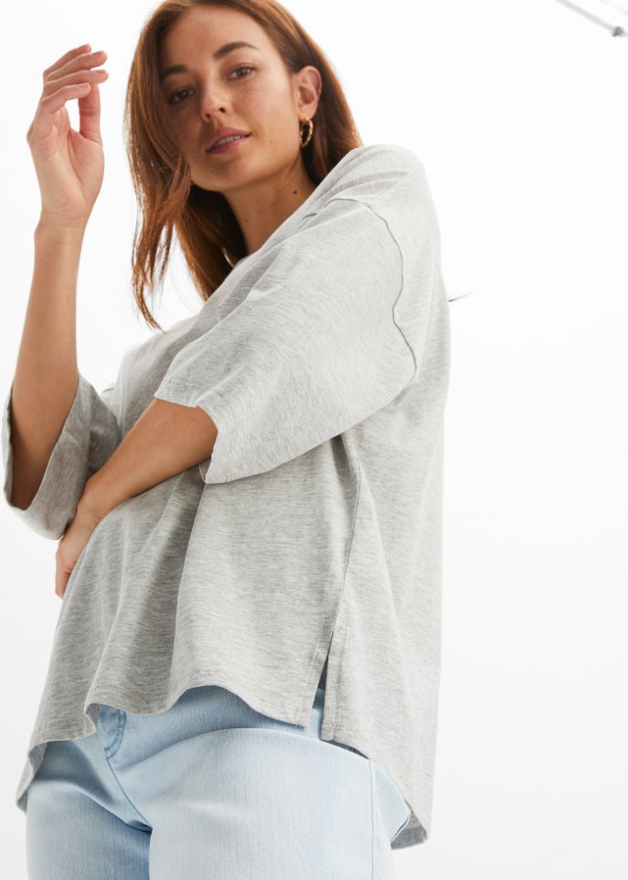 Baumwoll- Oversize-Shirt, halbarm