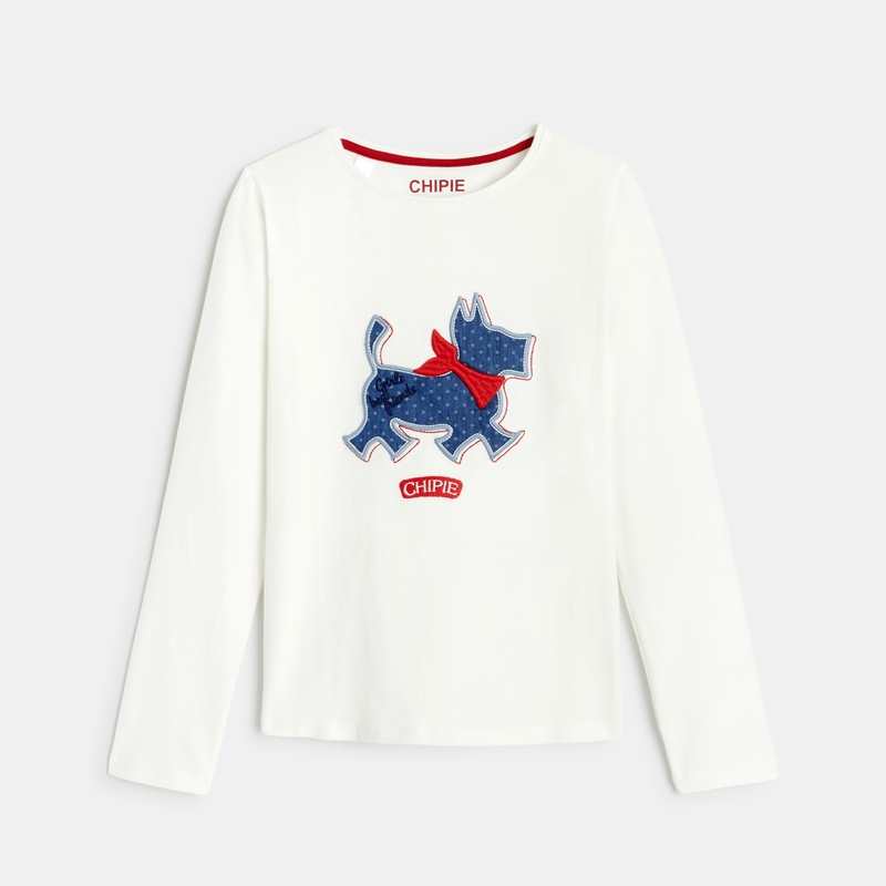 T-shirt blanc scottish brodé Chipie fille