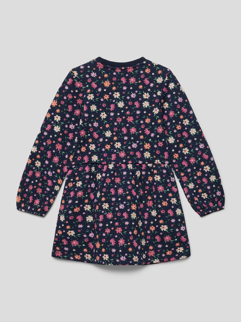 Kleid mit floralem Muster in marineblau