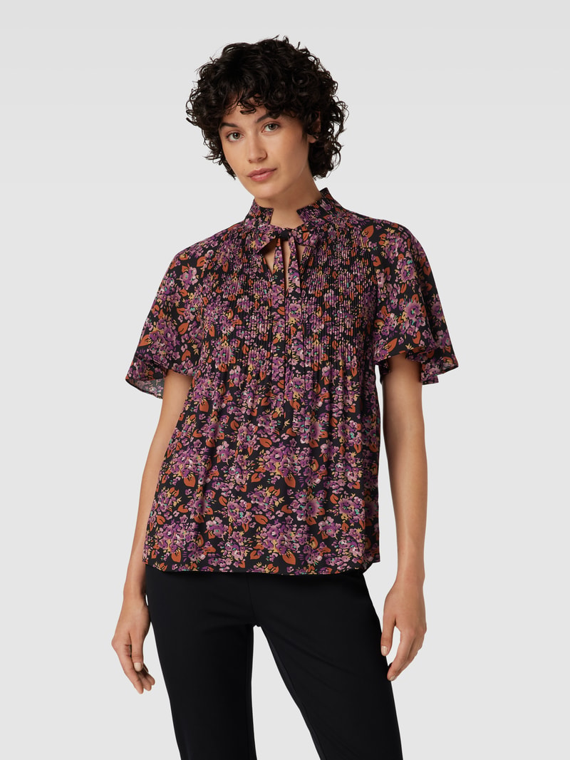 Schluppenbluse mit floralem Muster Modell 'ADAR' in lila