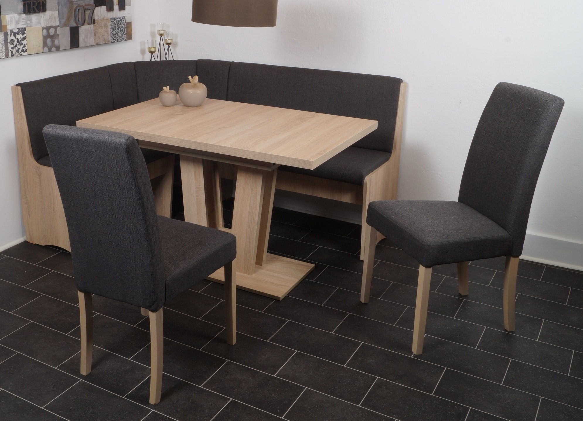 Stolebaenk Eckbankgruppe Duisburg VADUSO, (Eckbank Set, 1 x Eckbank, 1 x Tisch, 2 x Stuhl), Tisch mit Synchronauszug