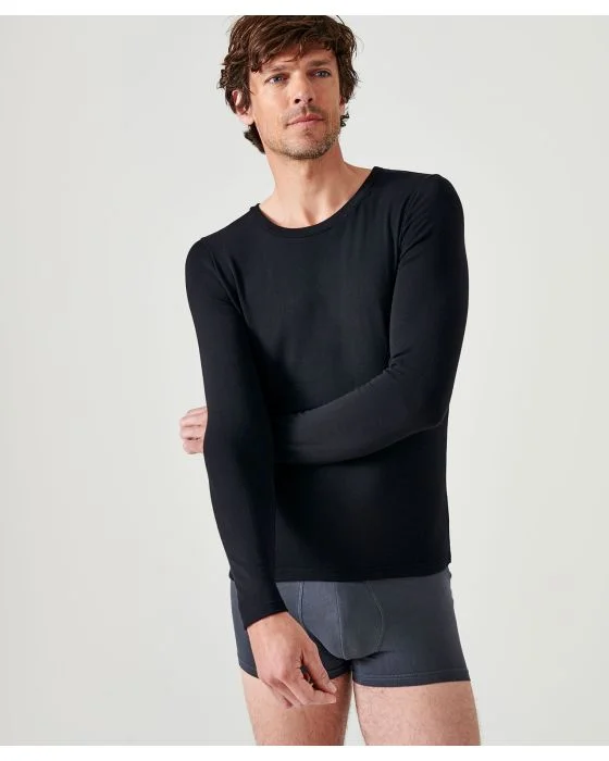 T-shirt col rond fine côte Thermolactyl Sensitive, manches longues