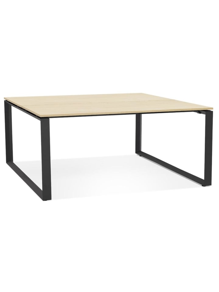 KADIMA DESIGN Schreibtisch 140x140 cm modern Arbeitszimmer Bürotisch in Beige-Schwarz günstig kaufen