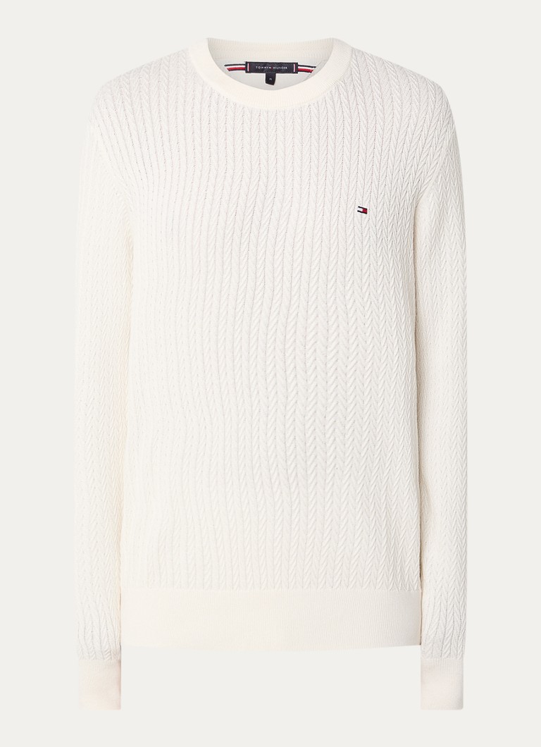 Tommy Hilfiger debel pleteni pulover s teksturom i logotipom