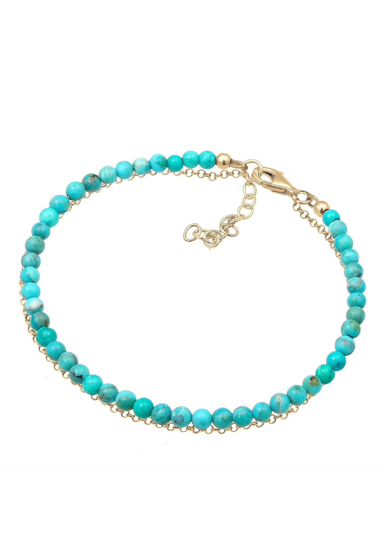 Elli Ladies Layer Howlith perle s dragim kamenom u boho stilu, pozlaćene od 925 sterling srebra