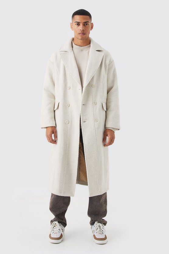 Zweireihiger strukturierter Mantel in Wolloptik