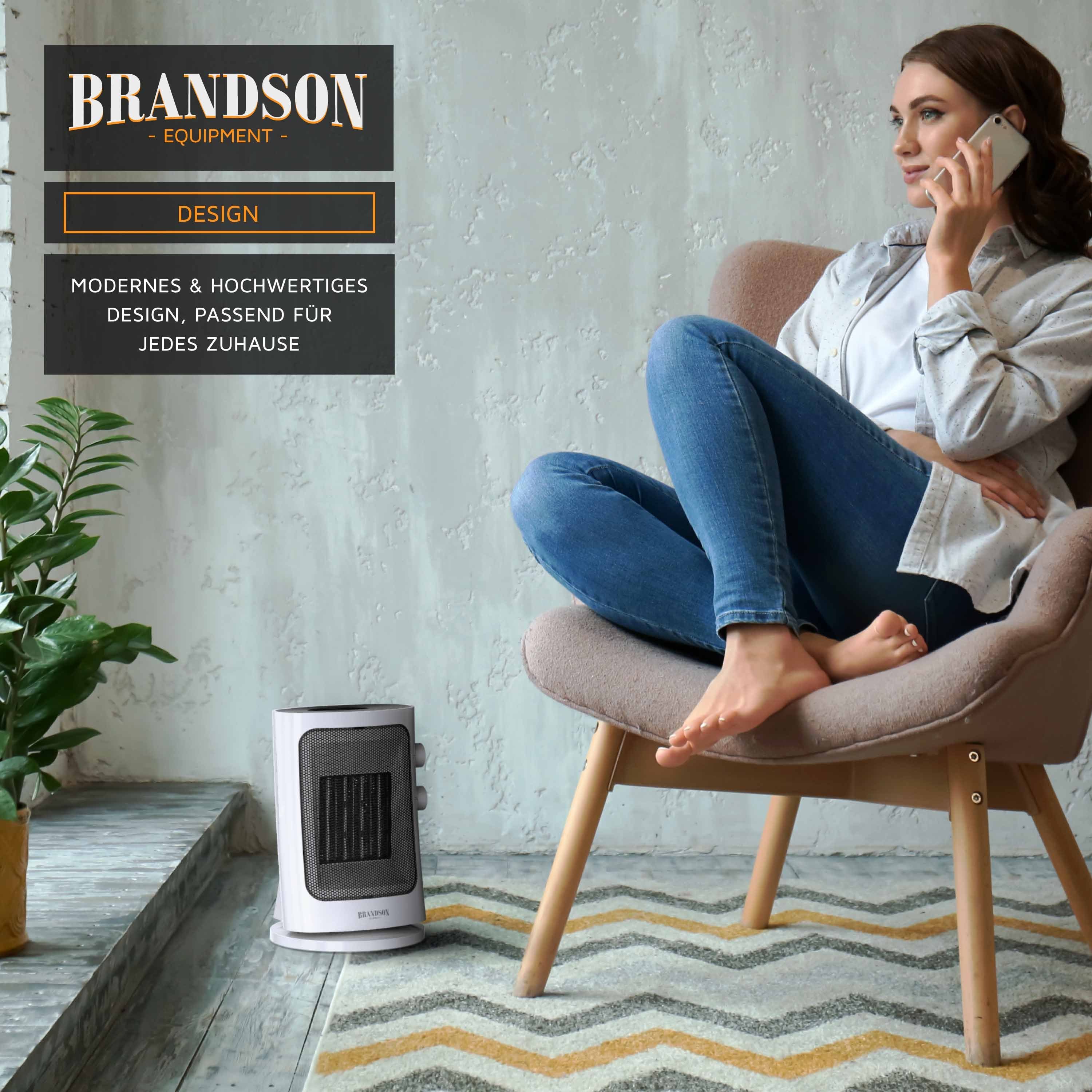 Brandson Keramikheizlüfter, 1500 W, Keramik Heizlüfter, Tragegriff, Oszillation, Badezimmer Heizung