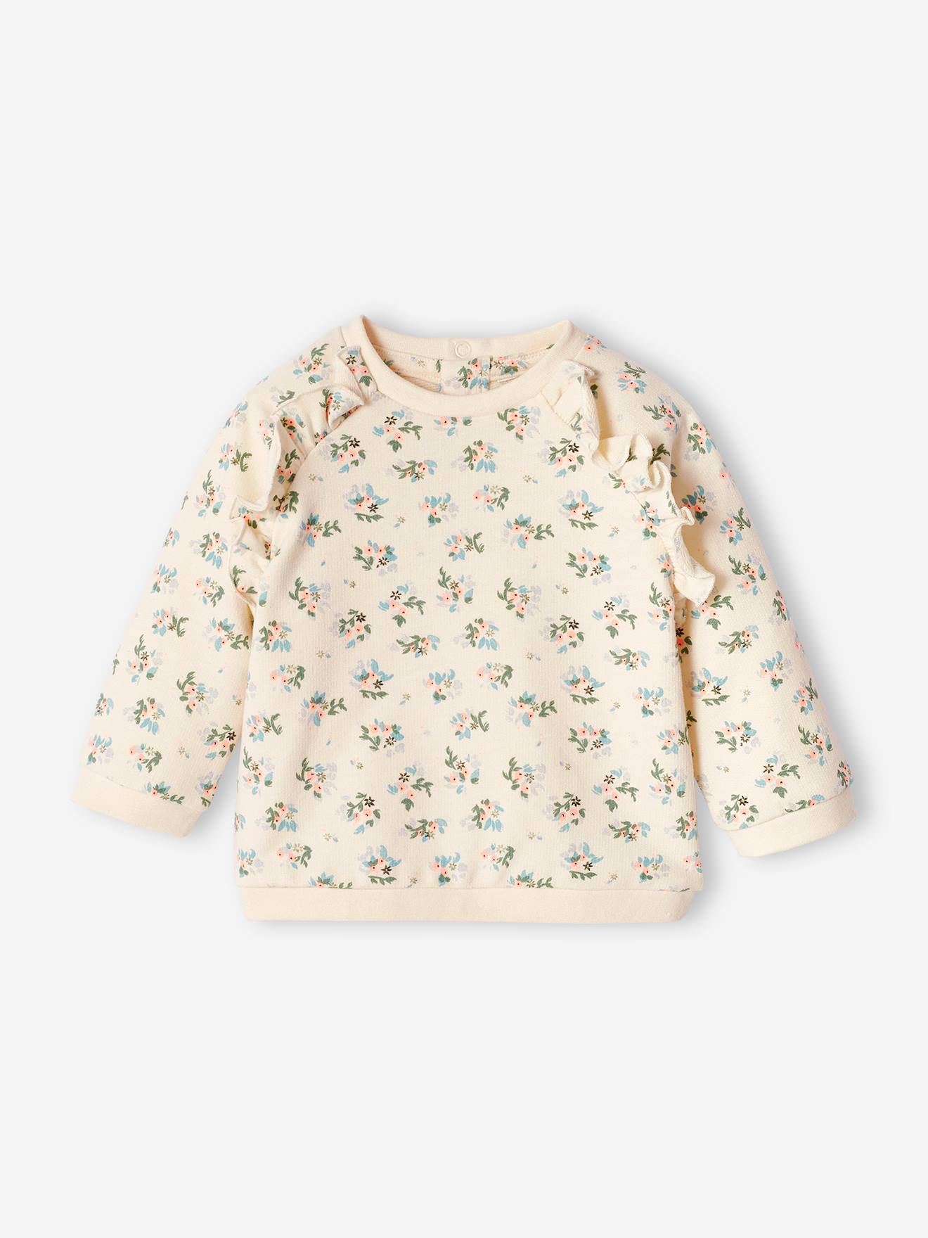 Vertbaudet Mädchen Baby Sweatshirt mit Rüschen - hellrosa