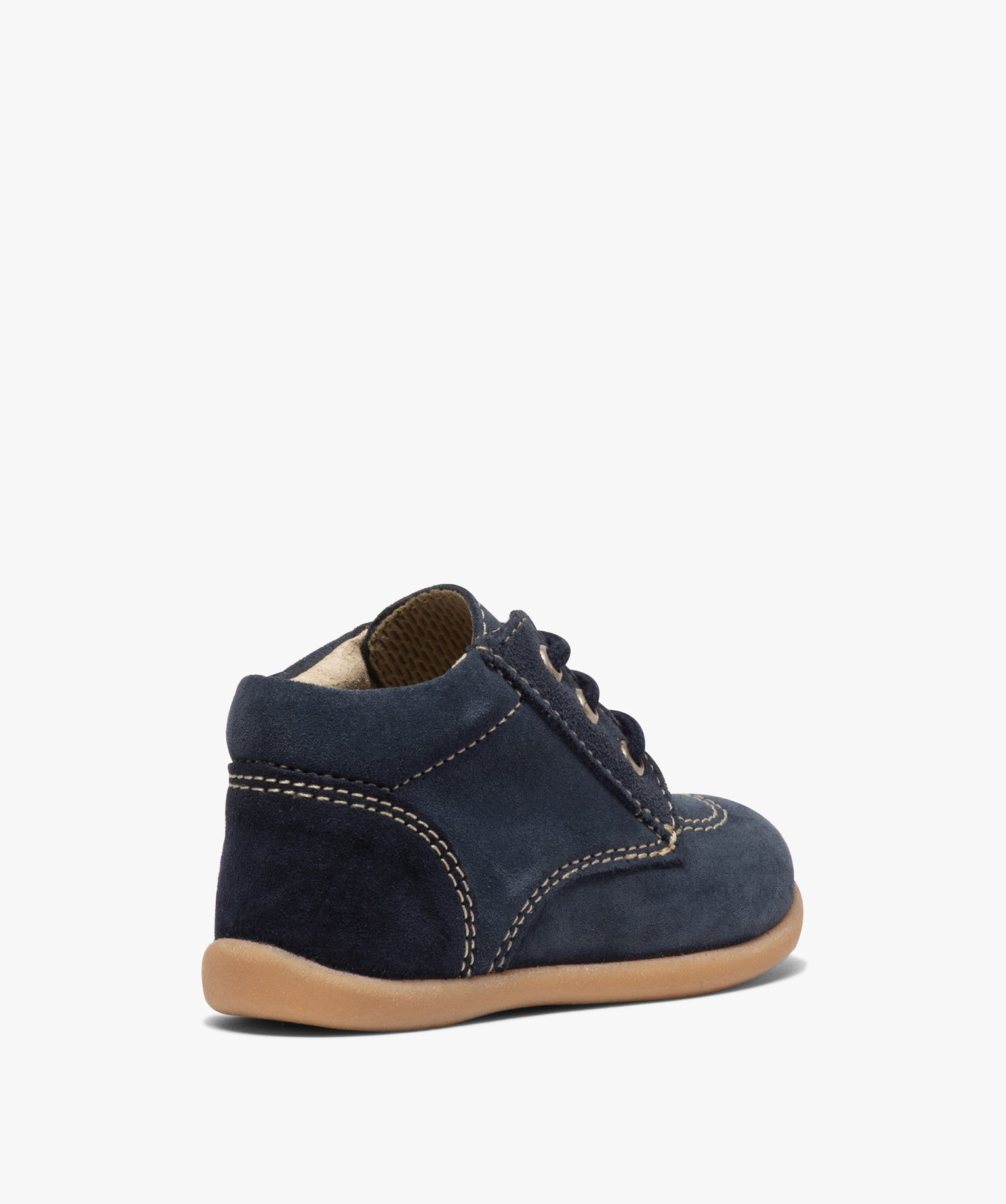 Chaussures premiers pas bébé Garçon dessus cuir uni marine | GEMO