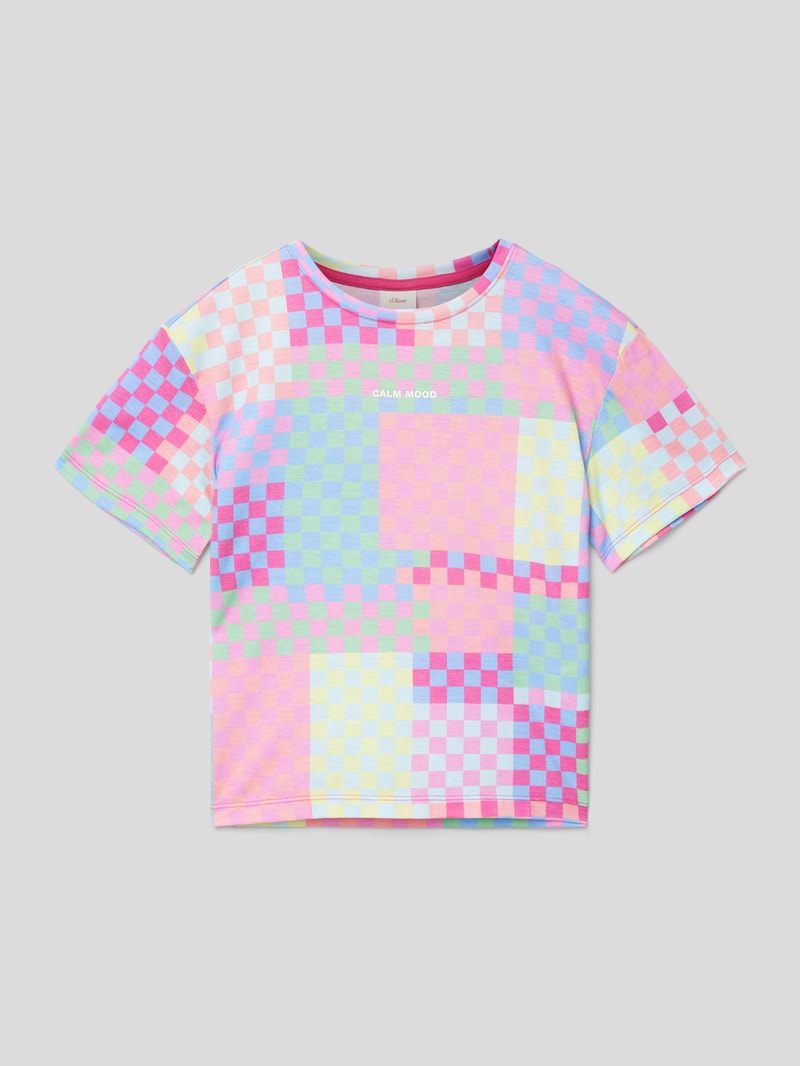 T-Shirt mit Allover-Muster in pink