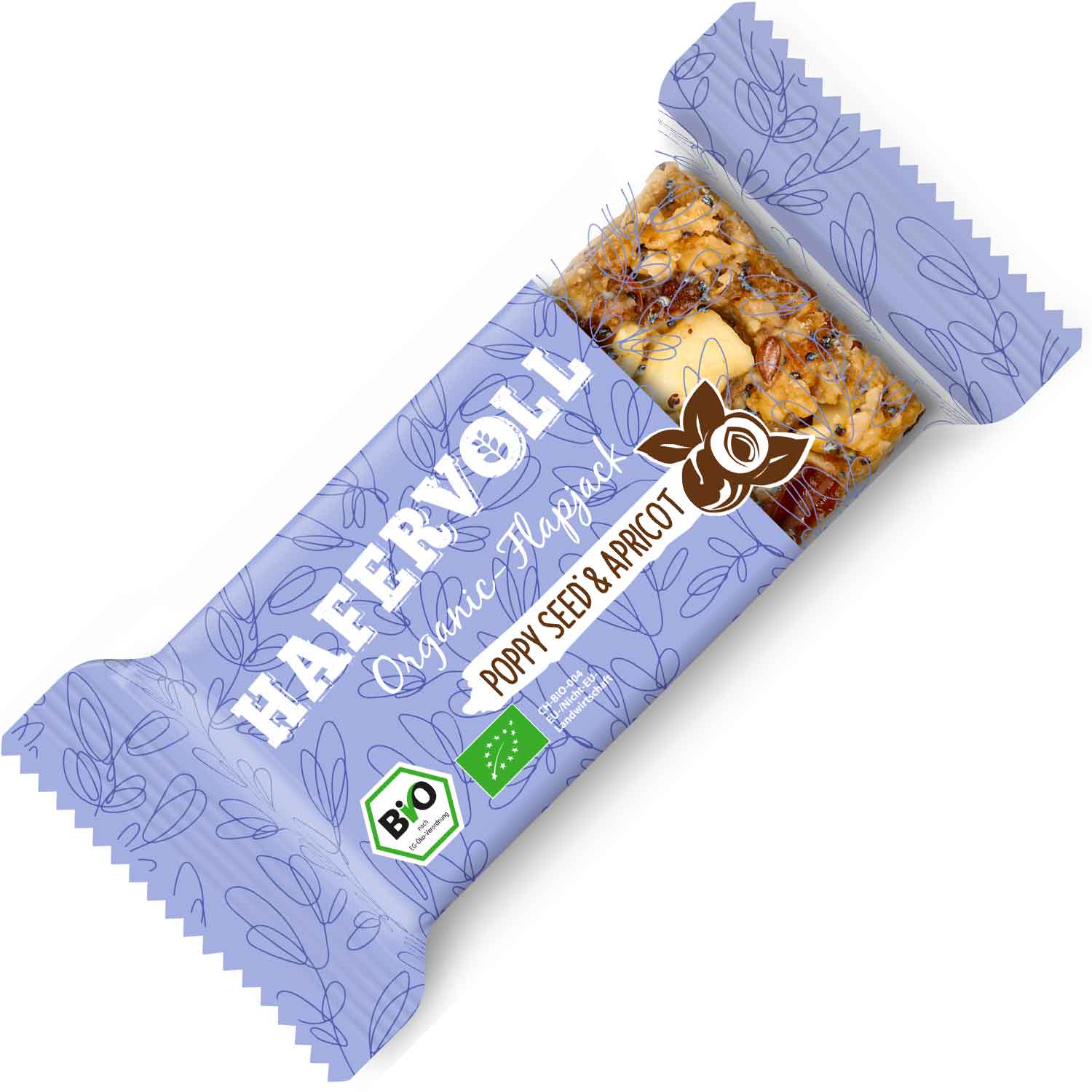Hafervoll Organic-Flapjack Poppy Seed & Apricot 60g