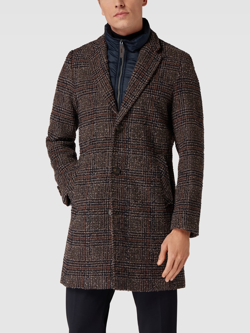 Mantel mit herausnehmbarem Reißverschluss Modell 'Wool Coat' in mittelbraun meliert