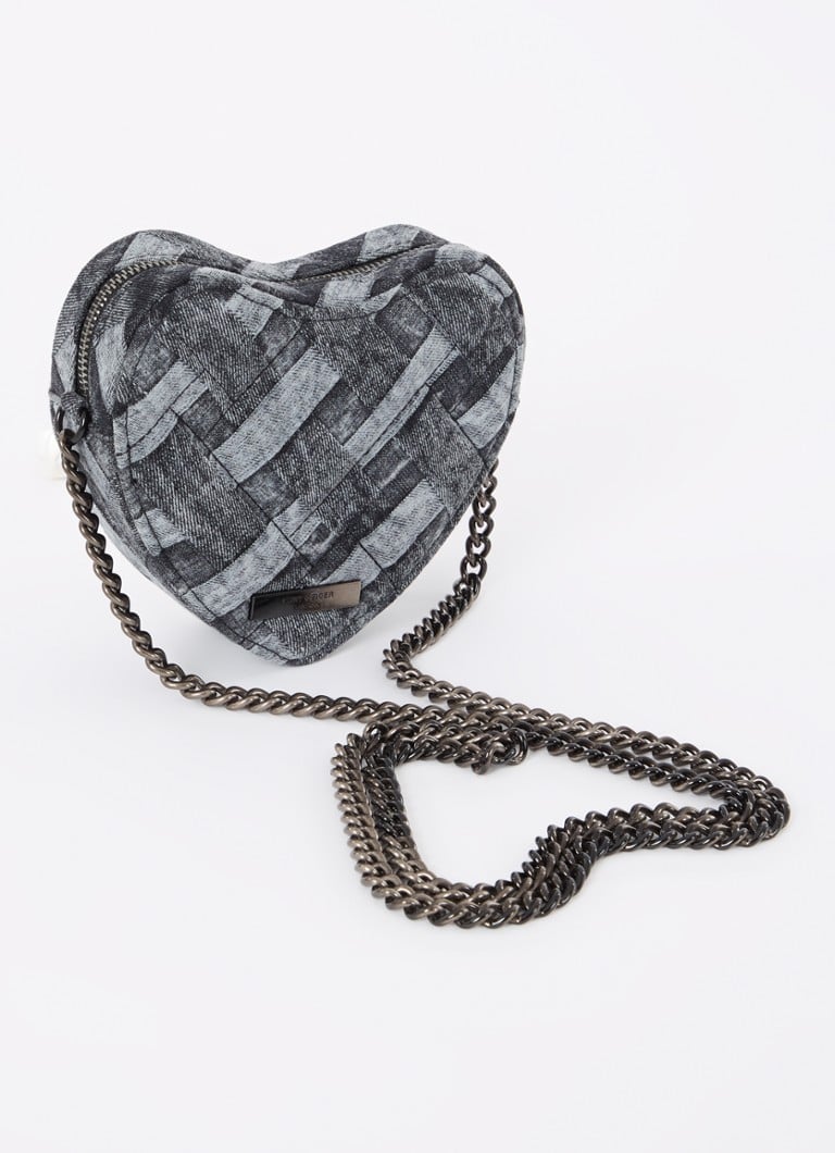 Borsa a tracolla Kurt Geiger a forma di cuore con motivo a quadri.