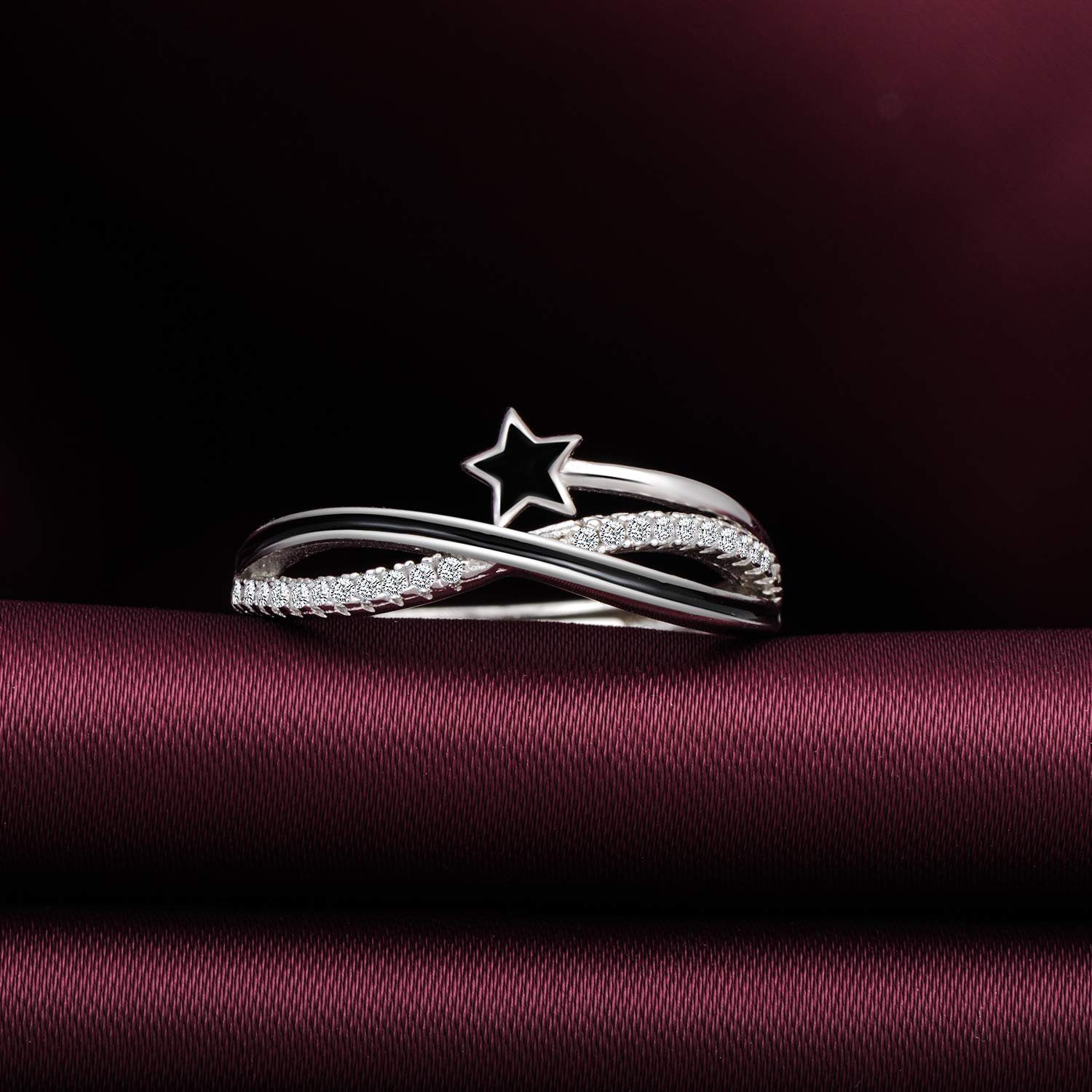POCHUMIDUU Fingerring Damen-Ring Einstellbar Jahrestag Knoten Stern Zirkonia (1-tlg), für Frauen Mädchen