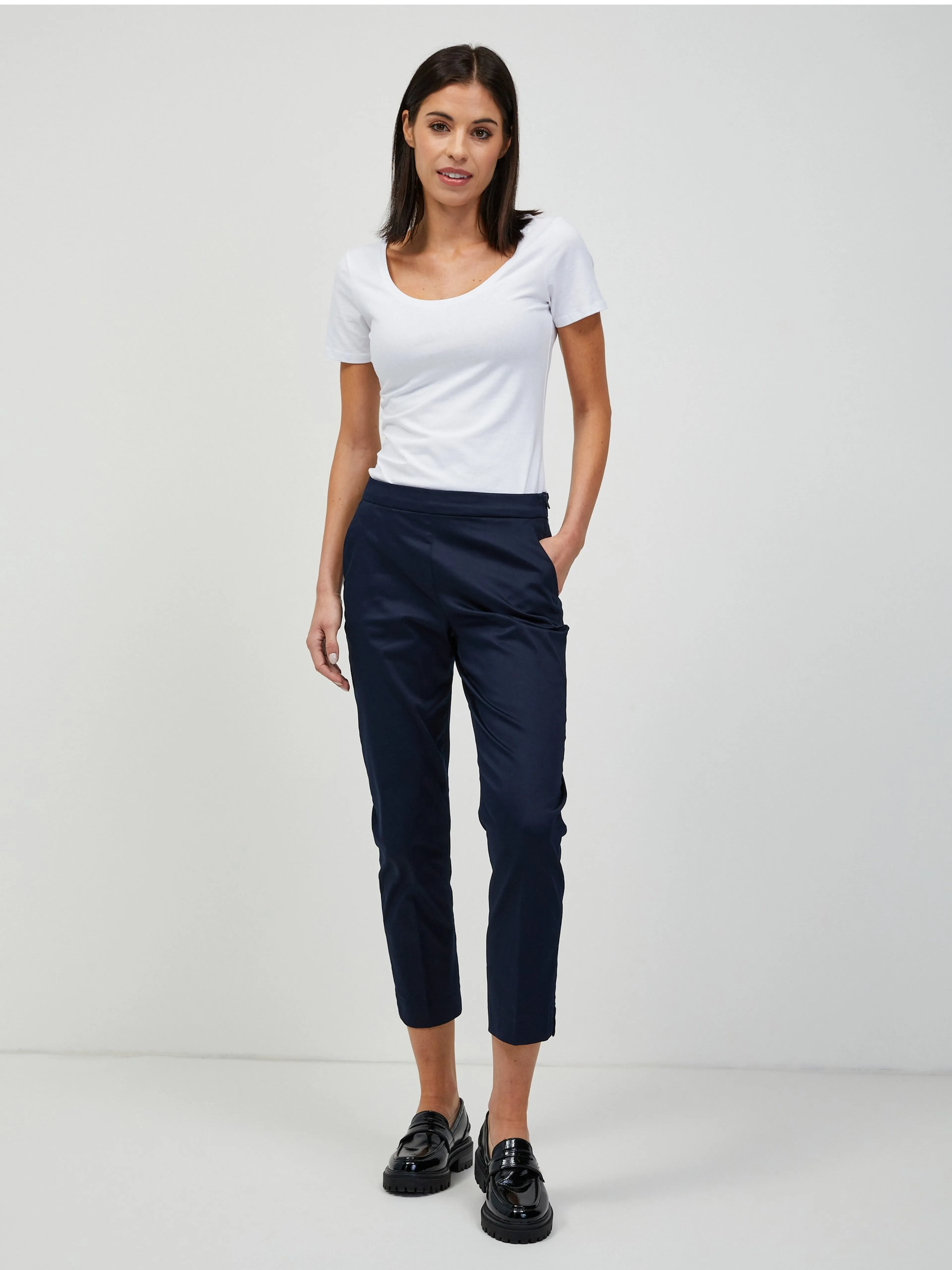 Dunkelblaue verkürzte Hose ORSAY