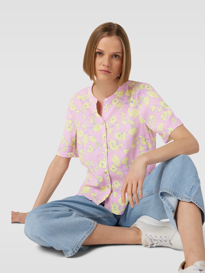 Bluse aus Viskose mit floralem Print in rosa