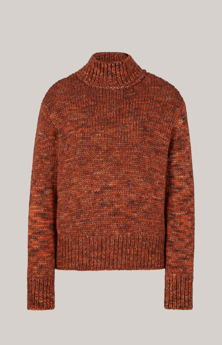 Schurwoll-Strickpullover Orange meliert