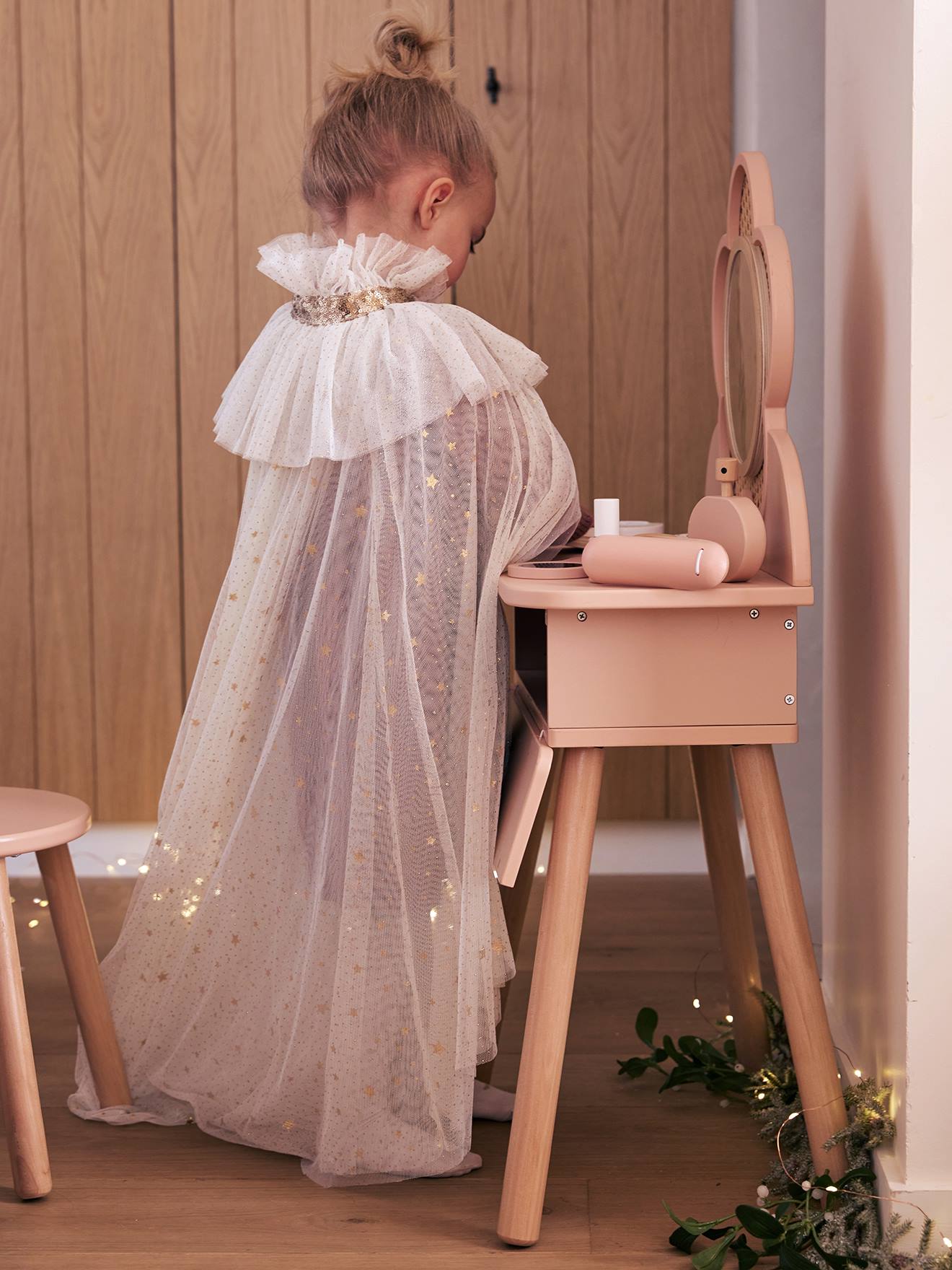 Vertbaudet Kinder Schminktisch mit Zubehör, Holz FSC - rosa
