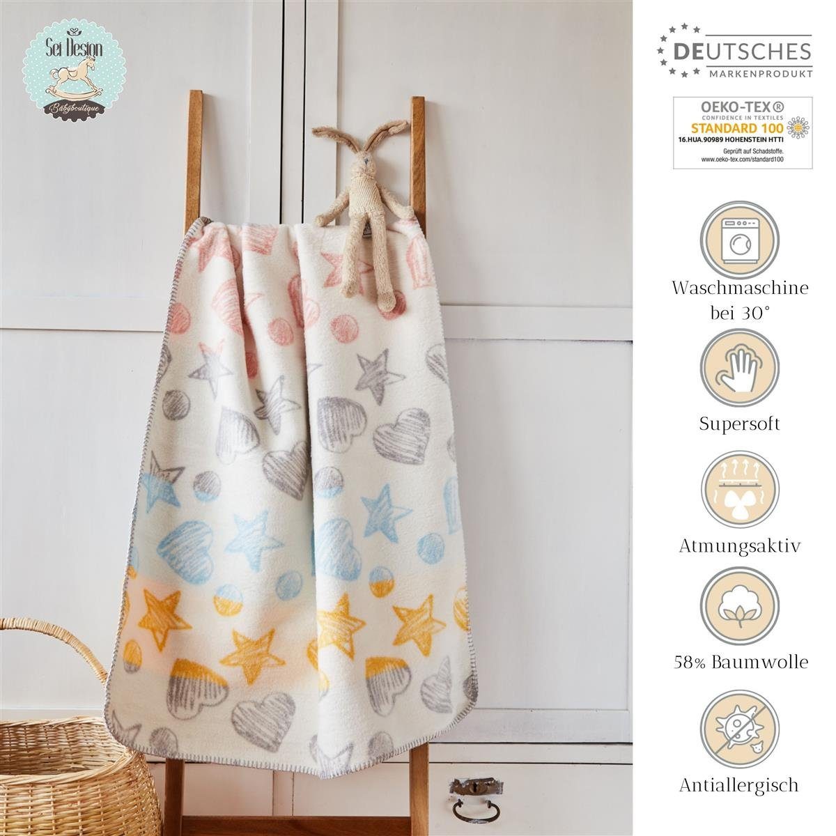 Babydecke 90x120 cm - flauschig weich - Kuscheldecke, SEI Design