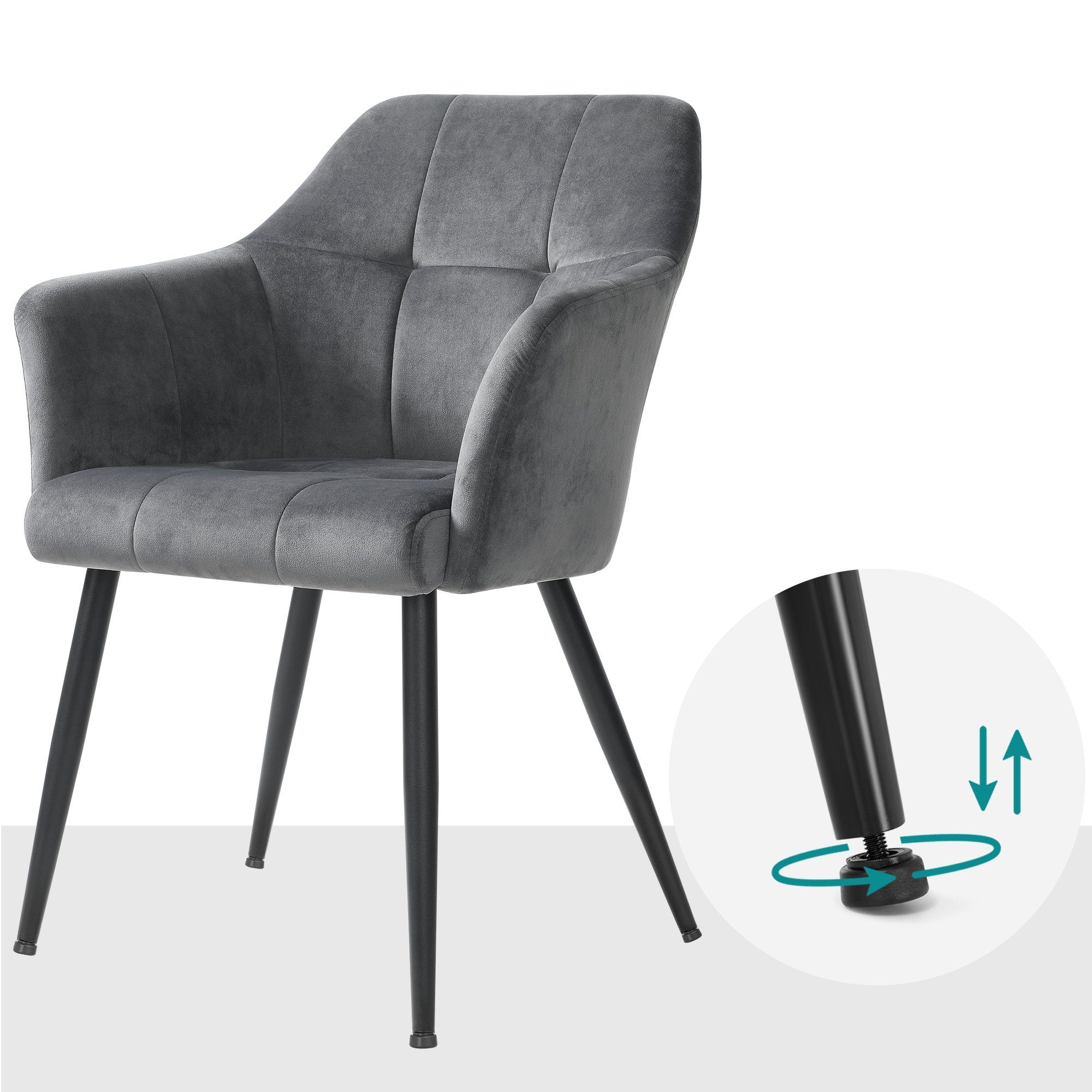 SONGMICS Polsterstuhl (1 St), esszimmer stühle, Samt, 61 x 60 x 86,5 cm