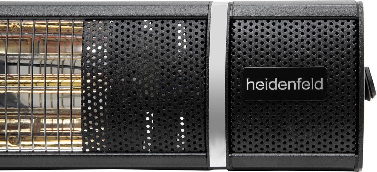 Heidenfeld Heizstrahler Elektroheizung IH110 für Terrasse, bis 3.000 Watt 3 Jahre Garantie, 3000 W, 3 Heizstufen - Fernbedienung - 180° neigbar - Infrarotheizstrahler