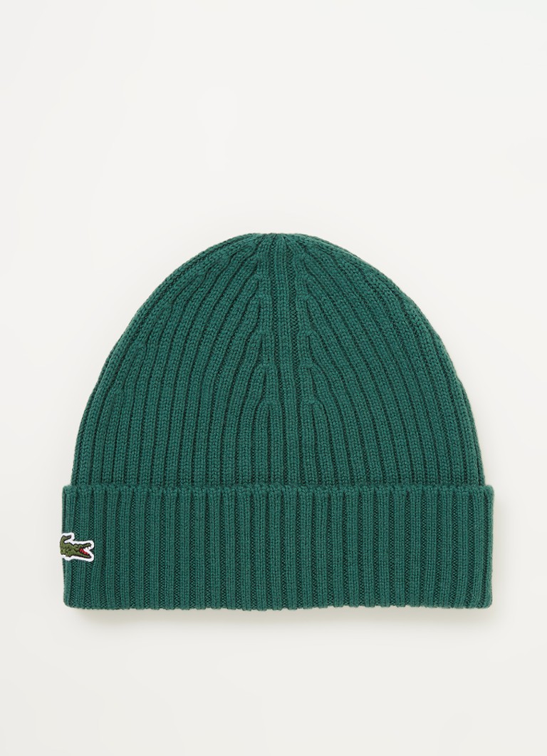 Lacoste wool beanie with logo embroidery