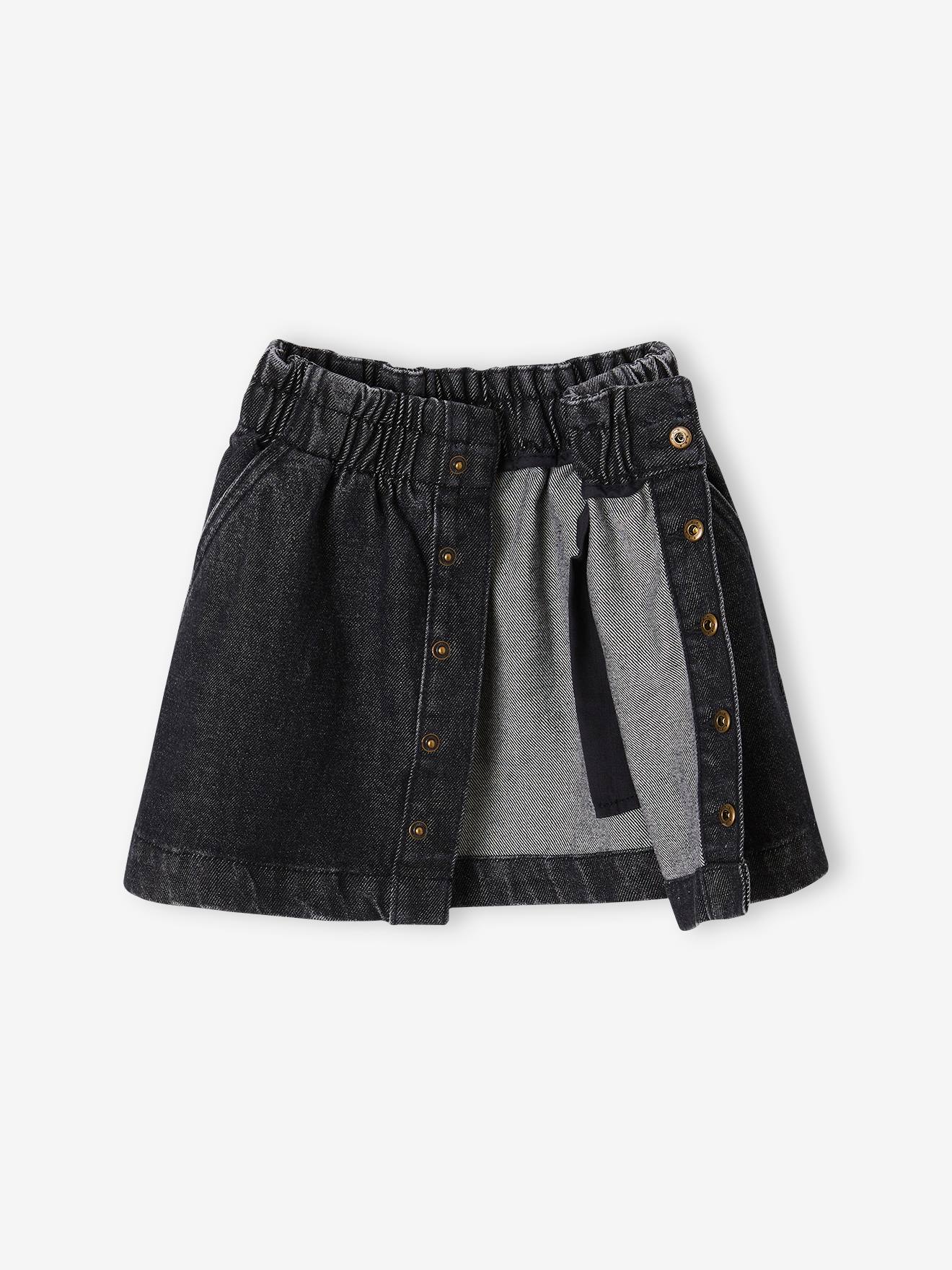 Vertbaudet Mädchen Paperbag-Jeansrock Oeko-Tex - grauer denim