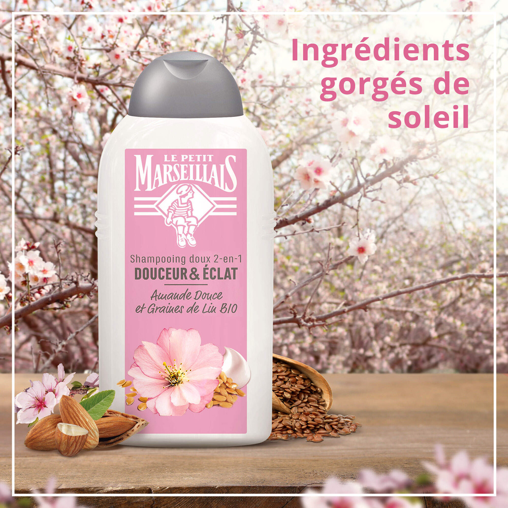 le petit marseillais Shampooing Douceur & Eclat, Amande Douce BIO & Graines de Lin BIO Shampoing