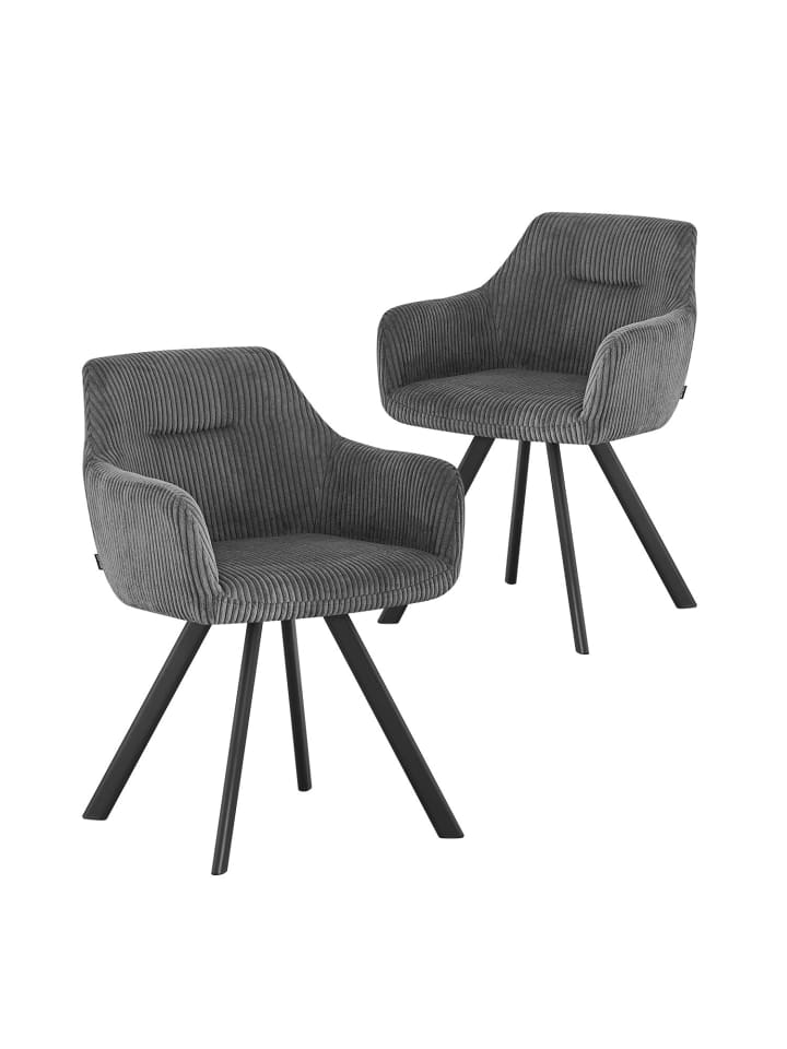 B&D Home 2er-Set: Esszimmerstuhl CYRUS in Dunkelgrau - (B)56 x (H)80 x (T)60 cm günstig kaufen onesize