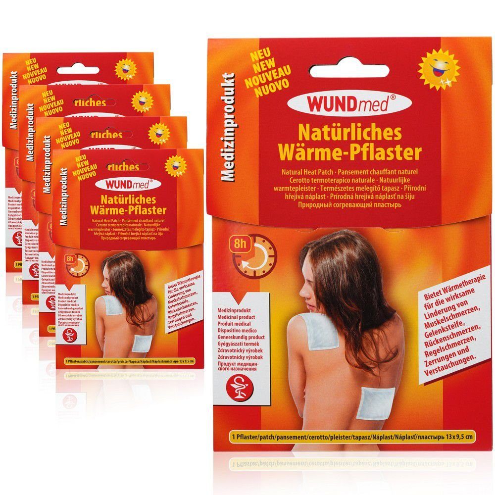 Wundmed Wärmepflaster 5x WUNDmed Wärmepflaster 9,5x13 cm hypoallergen Wärme-Pflaster, wärmend, entspannend, Muskelentspannung, Wärmetherapie