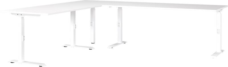 GERMANIA Eckschreibtisch Eiche Spanplatte, Metall Weiß C-Fuß 2.600 x 2.200 x 910 mm